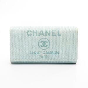CHANEL Blue Leather Deauville Wallet